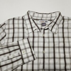 Urban Up Mens‎ Shirt Long Sleeve Plaid Size XL Brown / White